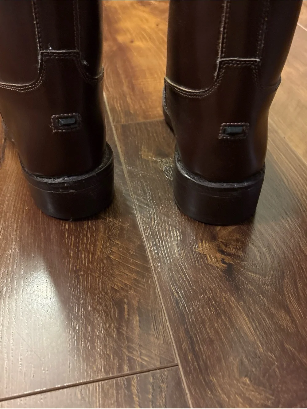 Brown Genuine Leather Riding Boots Knee High Equestrian Front Zip